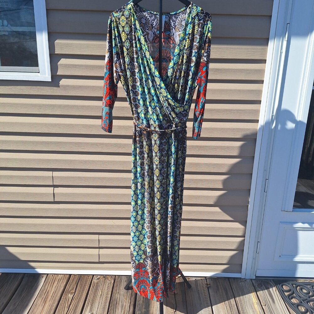TUA Boho Tribal Inspired Wrap Maxi Dress